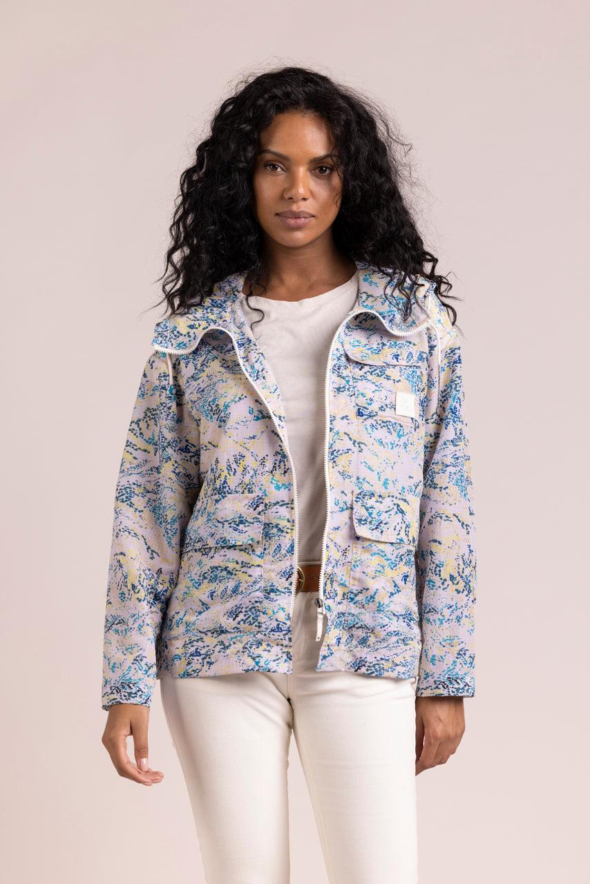 Trench & Coat France Parka Mi-longue Oversize à L'imprimé Bleu Printemps-Été 2025
