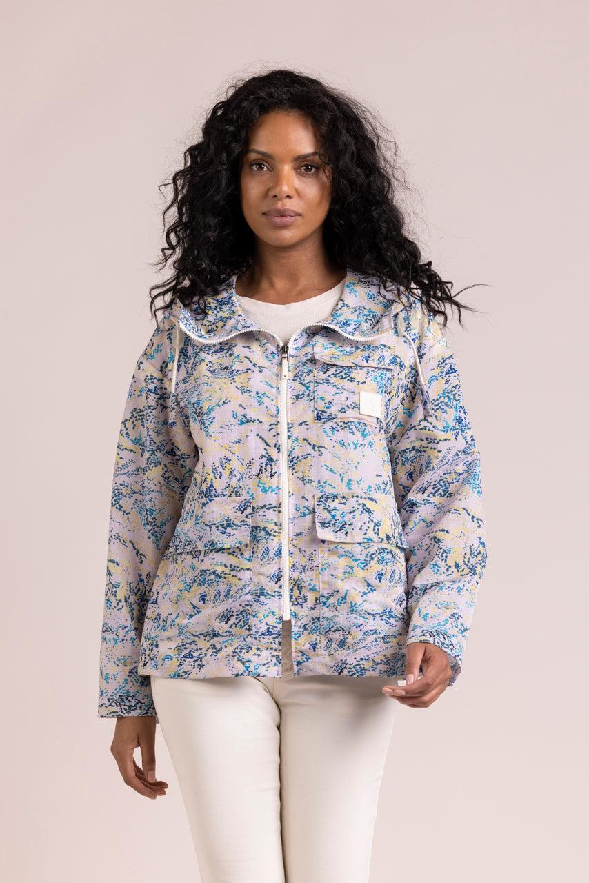 Trench & Coat France Parka Mi-longue Oversize à L'imprimé Bleu Printemps-Été 2025