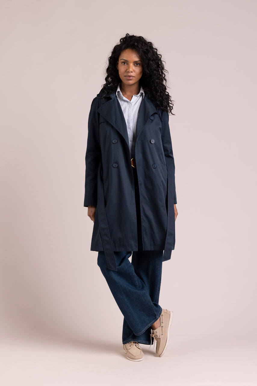 Trench & Coat France Trench authentique avec ceinture à nouer bleu marine Printemps-Été 2025