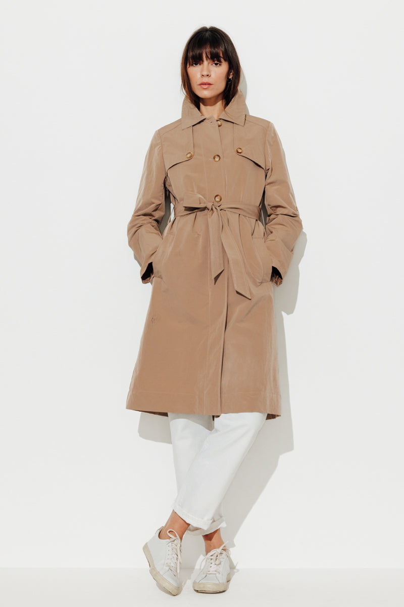Trench & Coat France Trench Féminin Ceinturé Déperlant Camel Printemps-Été 2025