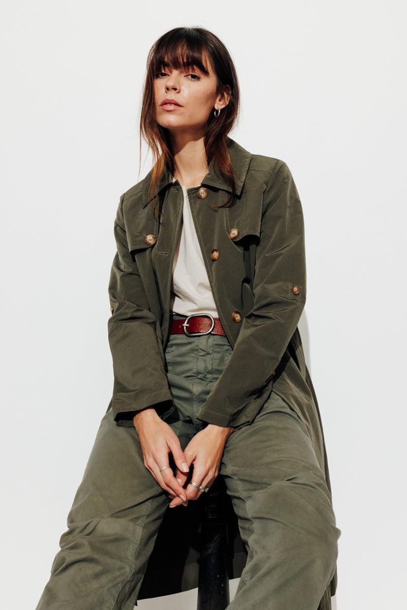 Trench & Coat France Trench Féminin Ceinturé Déperlant Kaki Printemps-Été 2025
