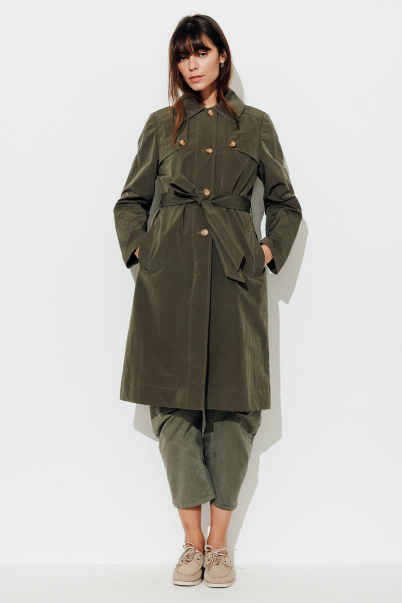 Trench & Coat France Trench Féminin Ceinturé Déperlant Kaki Printemps-Été 2025