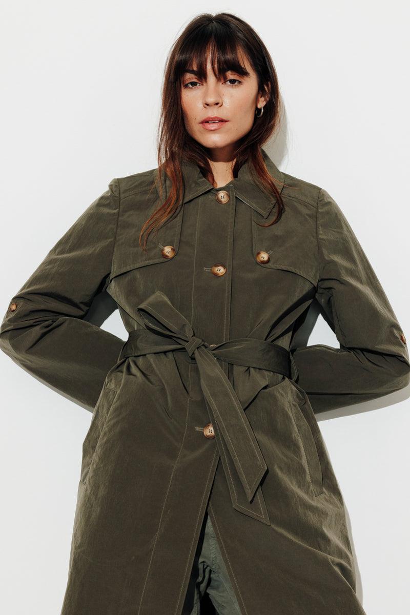 Trench & Coat France Trench Féminin Ceinturé Déperlant Kaki Printemps-Été 2025