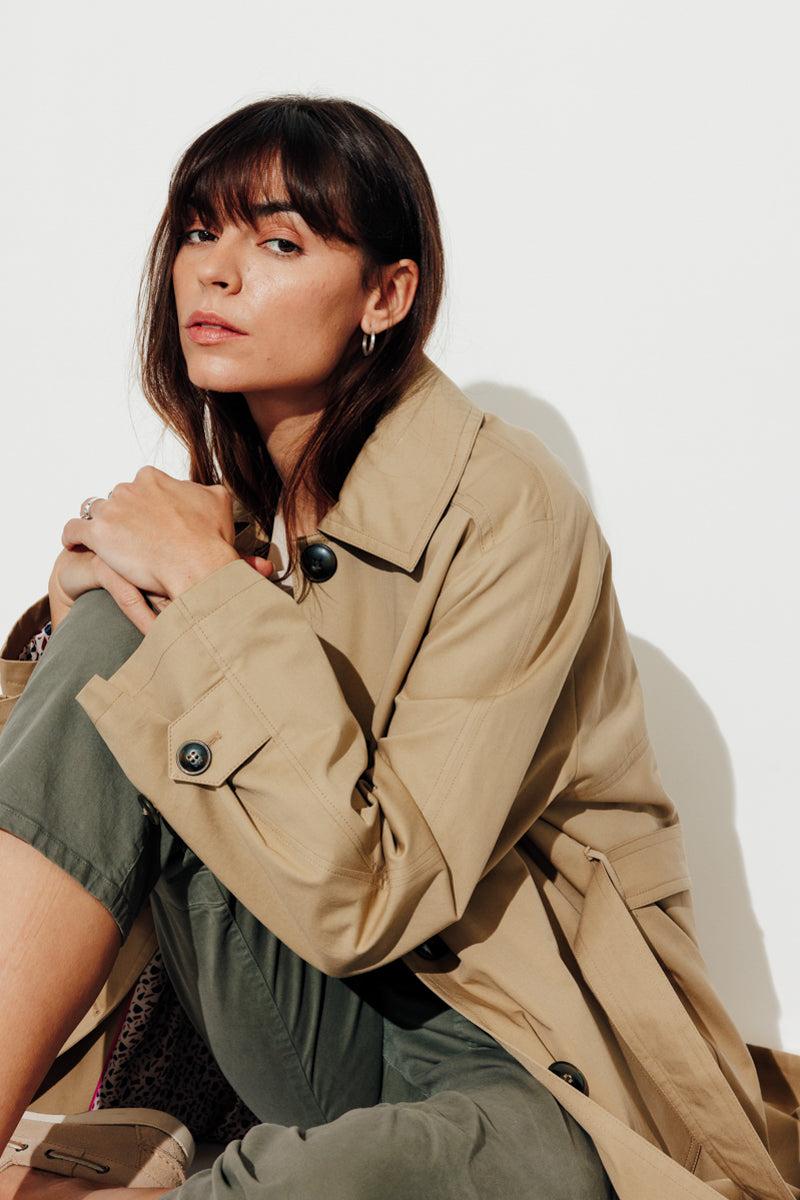 Trench & Coat France Trench Généreux En Pur Coton Beige Printemps-Été 2025