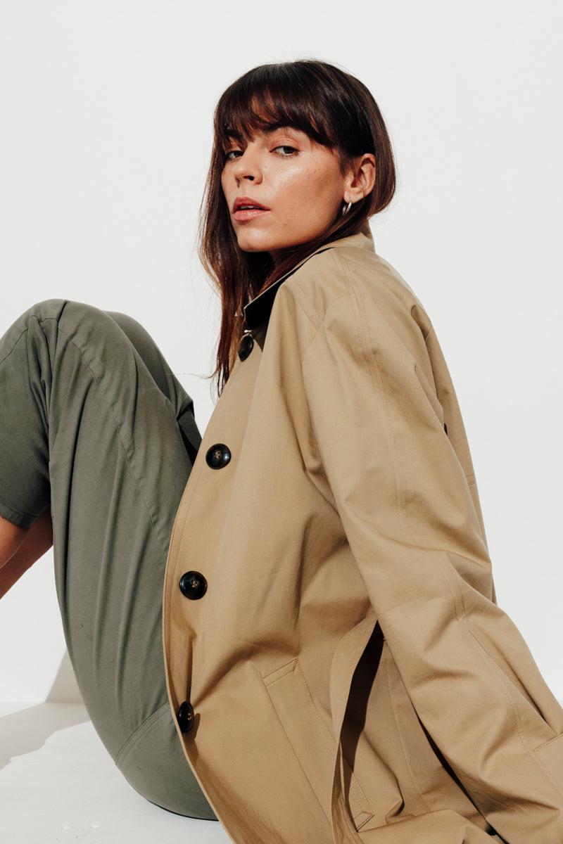 Trench & Coat France Trench Généreux En Pur Coton Beige Printemps-Été 2025