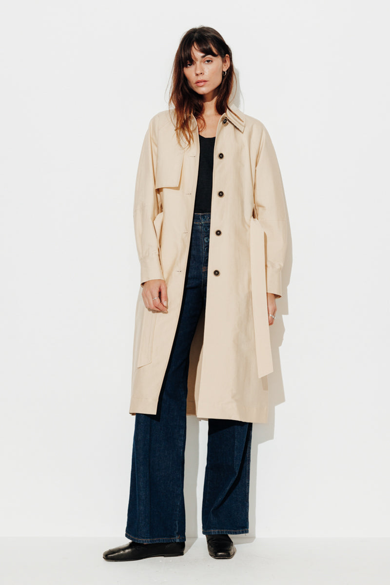 Trench & Coat France Trench Long Fluide En Coton écru Printemps-Été 2025