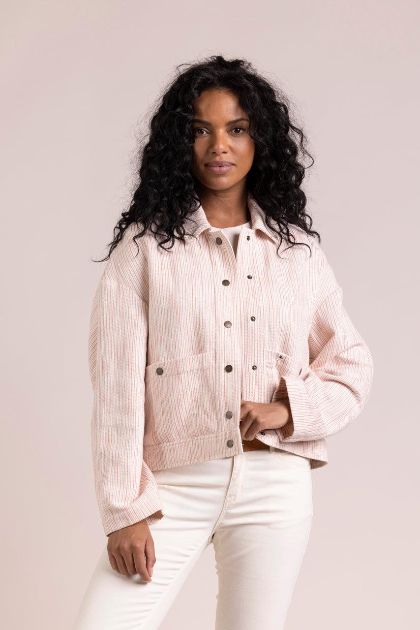 Trench & Coat France Veste Courte Coton Et Lin Corail Printemps-Été 2025