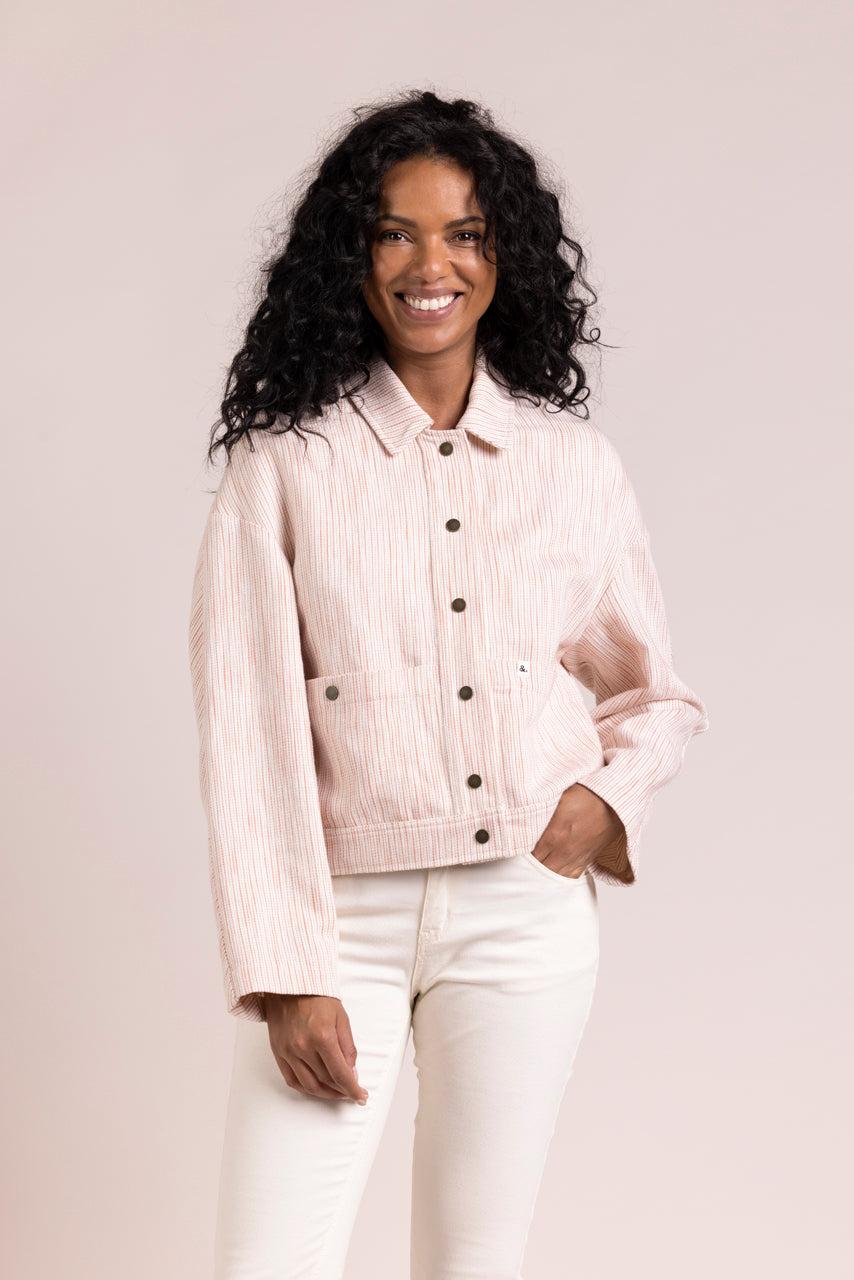 Trench & Coat France Veste Courte Coton Et Lin Corail Printemps-Été 2025