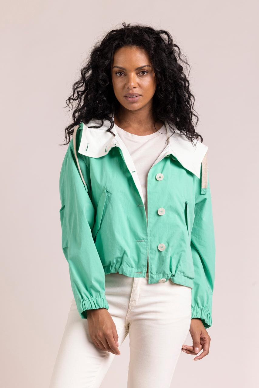Trench & Coat France Veste Courte Déperlante En Coton Biologique Verte Printemps-Été 2025