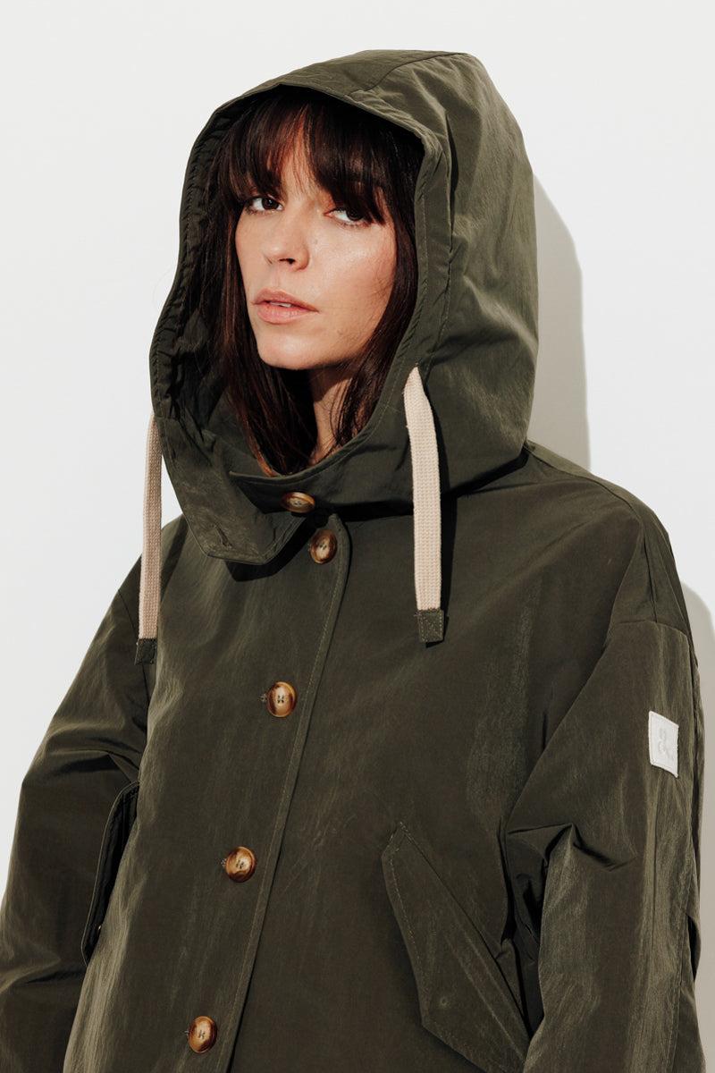 Trench & Coat France Veste Courte En Tissu Satiné Kaki Printemps-Été 2025