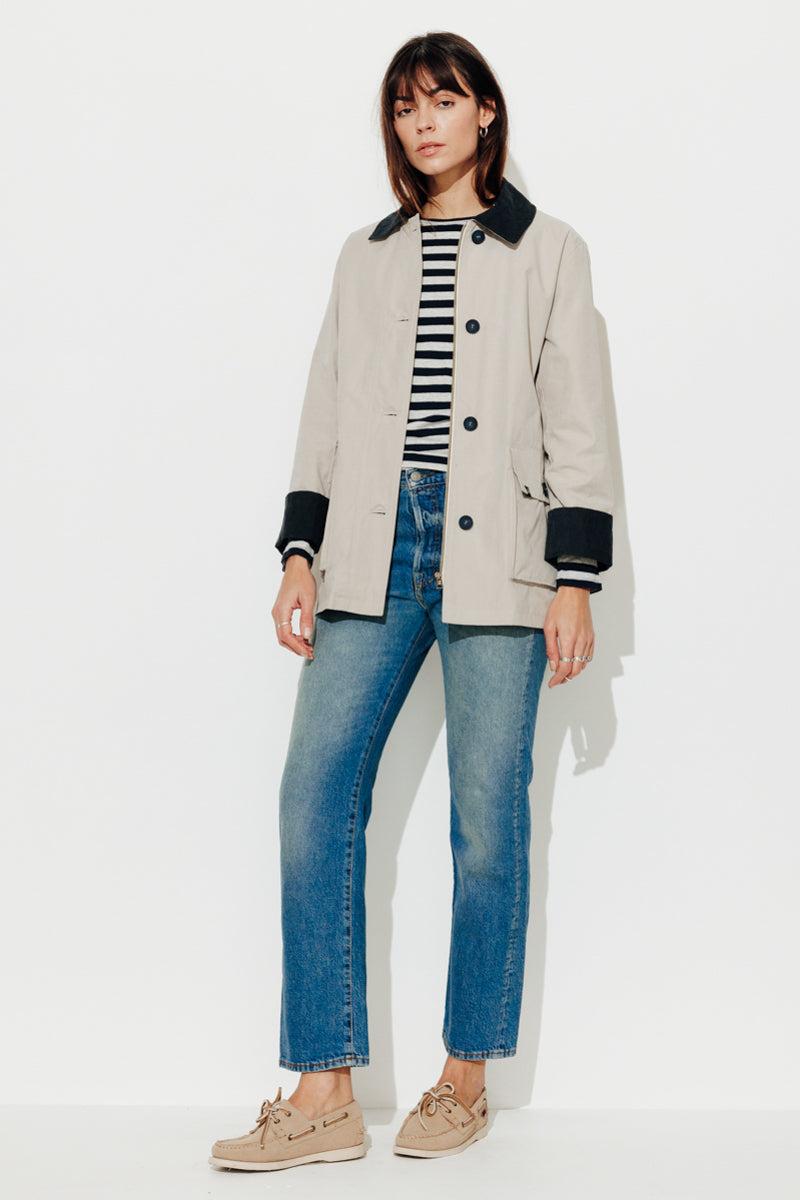 Trench & Coat France Veste courte esprit barbour grise claire Printemps-Été 2025