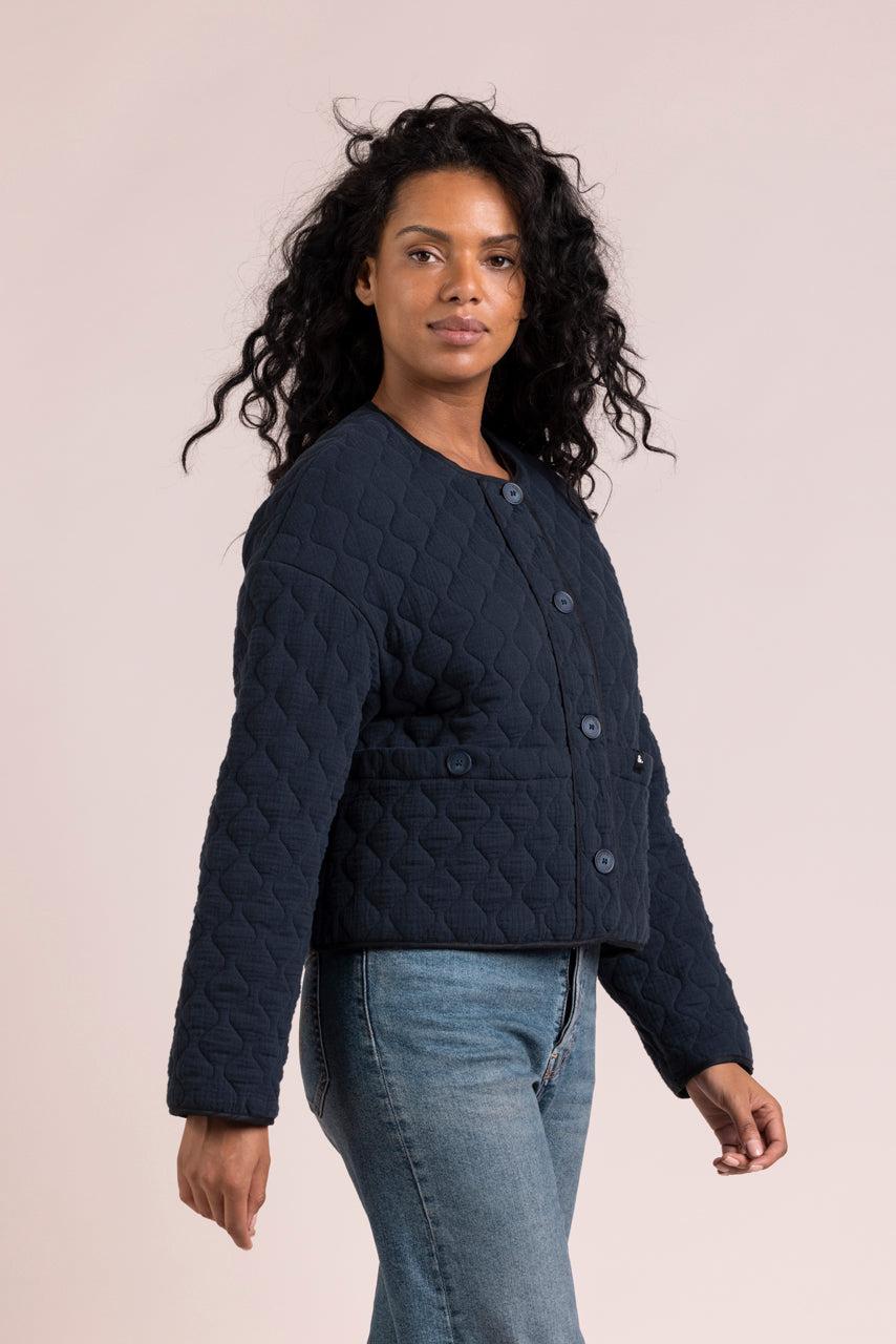 Trench & Coat France Veste Oversize En Tissu Matelassé Bleu Marine Printemps-Été 2025