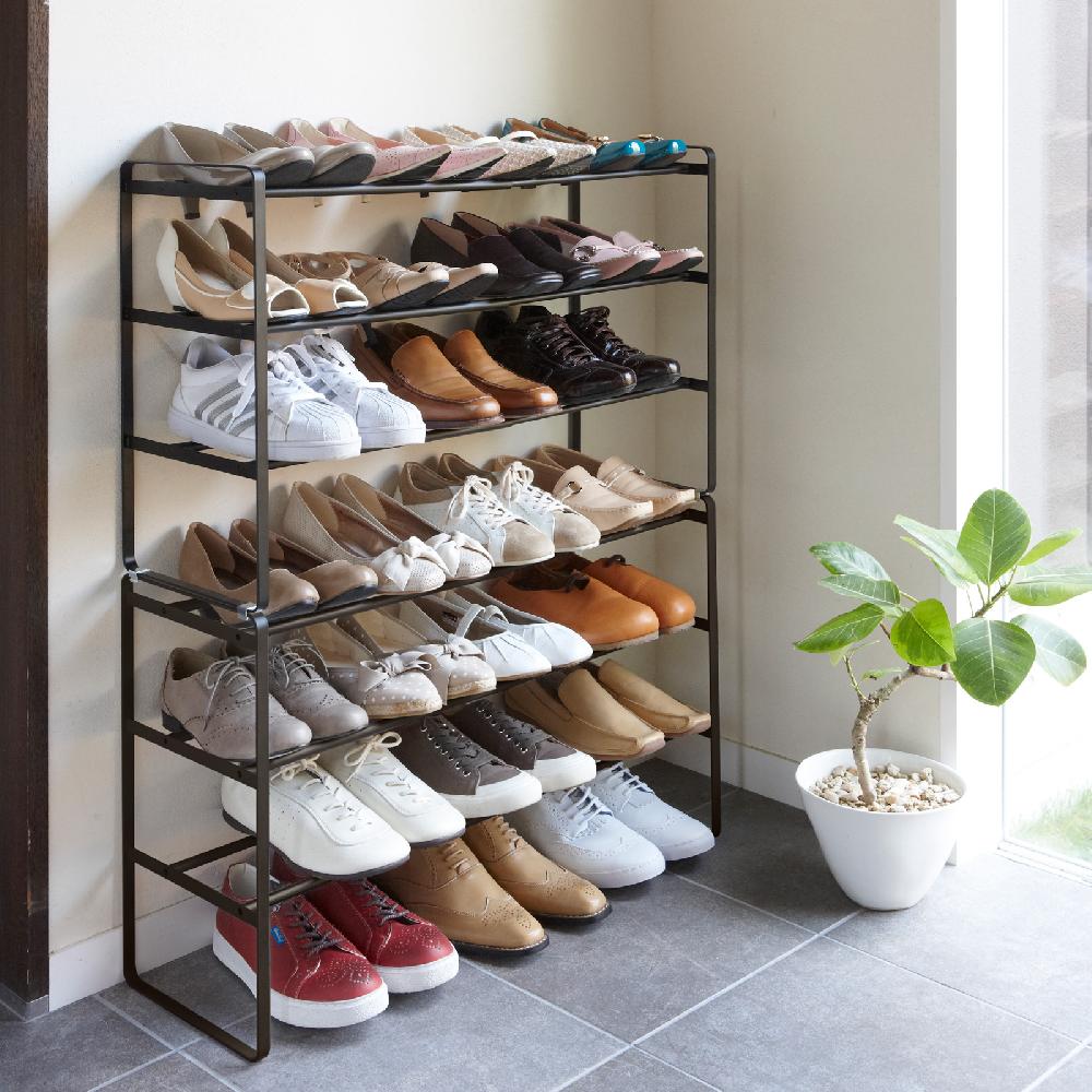 Trendform 3-stufiges Ausziehbares Schuhregal TOWER Schwarz