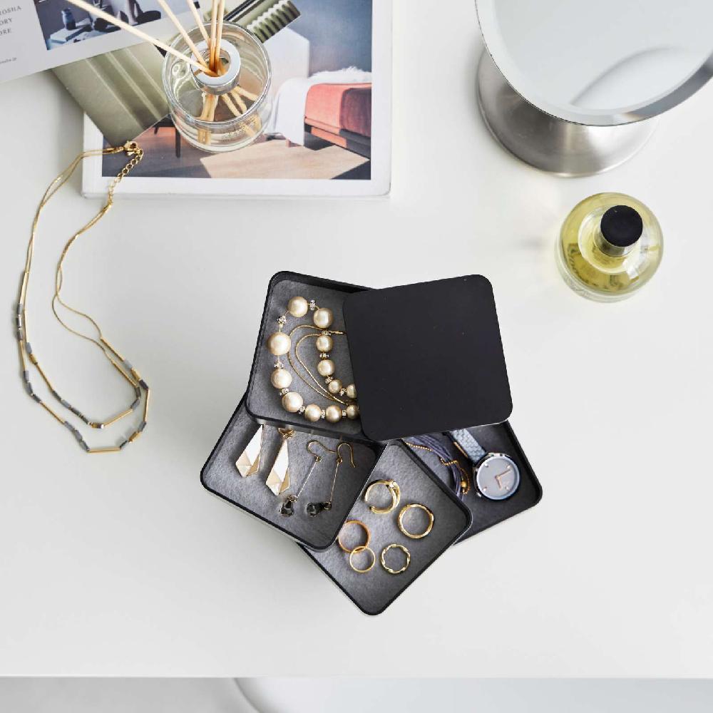 Trendform 4-stöckige Quadratische Schmuckdose TOWER Schwarz