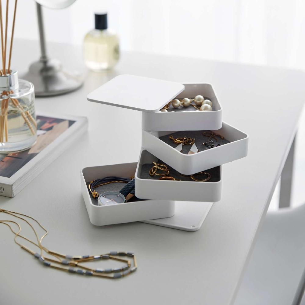 Trendform 4-stöckige Quadratische Schmuckdose TOWER Weiss