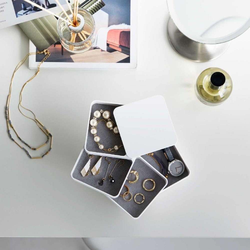 Trendform 4-stöckige Quadratische Schmuckdose TOWER Weiss