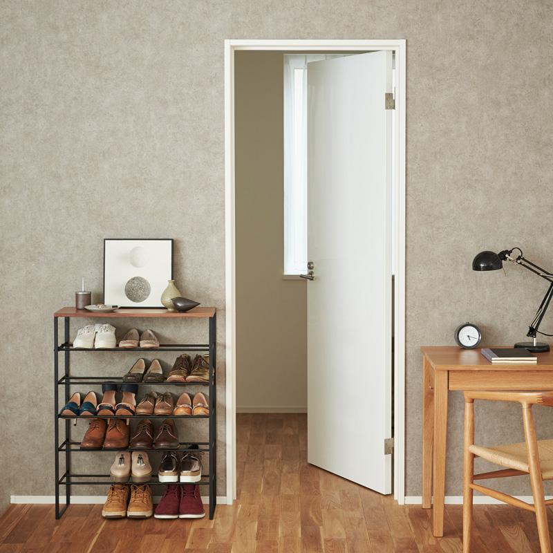 Trendform 6-stufiges Schuhregal TOWER Schwarz Mit Holzplatte