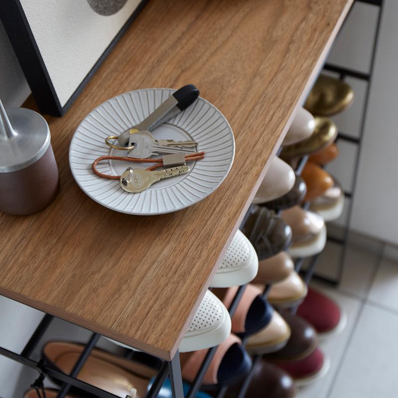 Trendform 6-stufiges Schuhregal TOWER Schwarz Mit Holzplatte