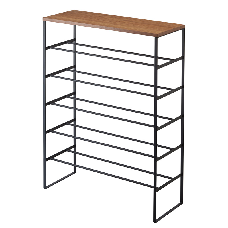 trendform 6-stufiges Schuhregal TOWER schwarz mit Holzplatte