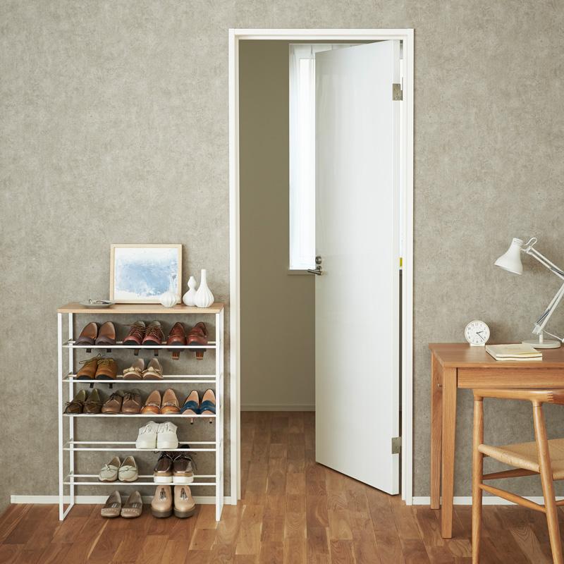 Trendform 6-stufiges Schuhregal TOWER Weiss Mit Holzplatte