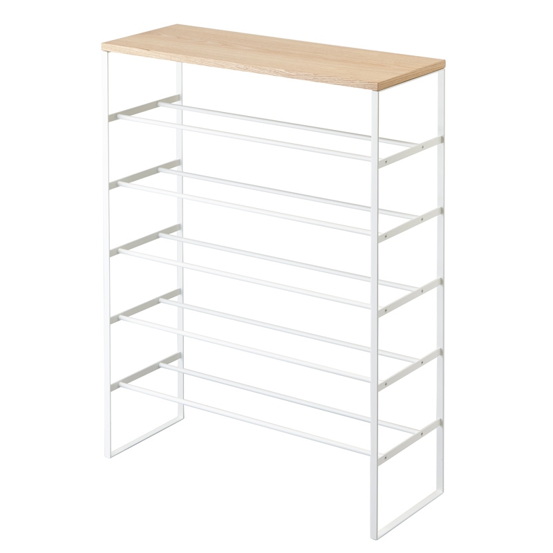 trendform 6-stufiges Schuhregal TOWER weiss mit Holzplatte