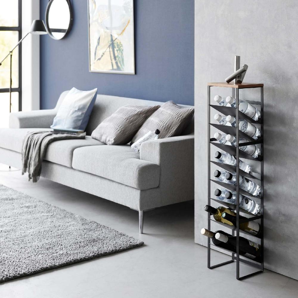 Trendform 8-stöckiges Flaschenregal TOWER Schwarz Mit Holzablage