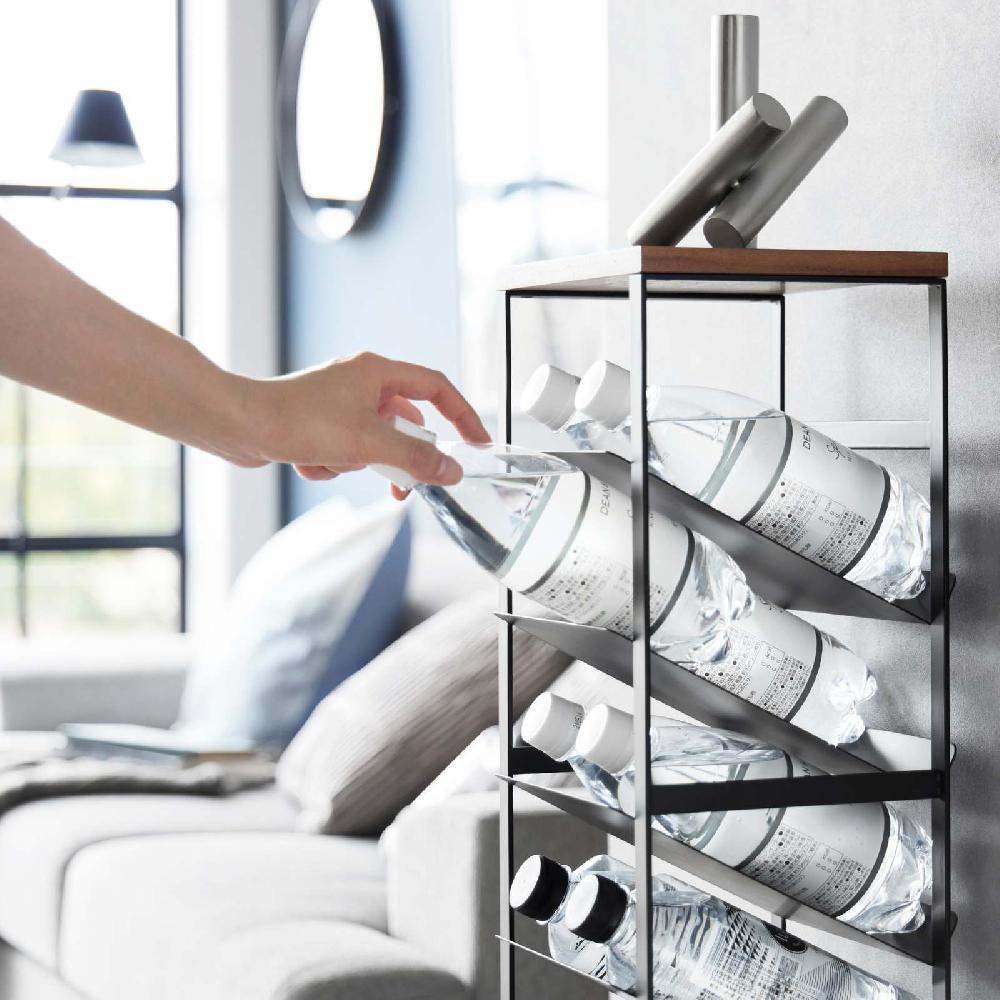 Trendform 8-stöckiges Flaschenregal TOWER Schwarz Mit Holzablage