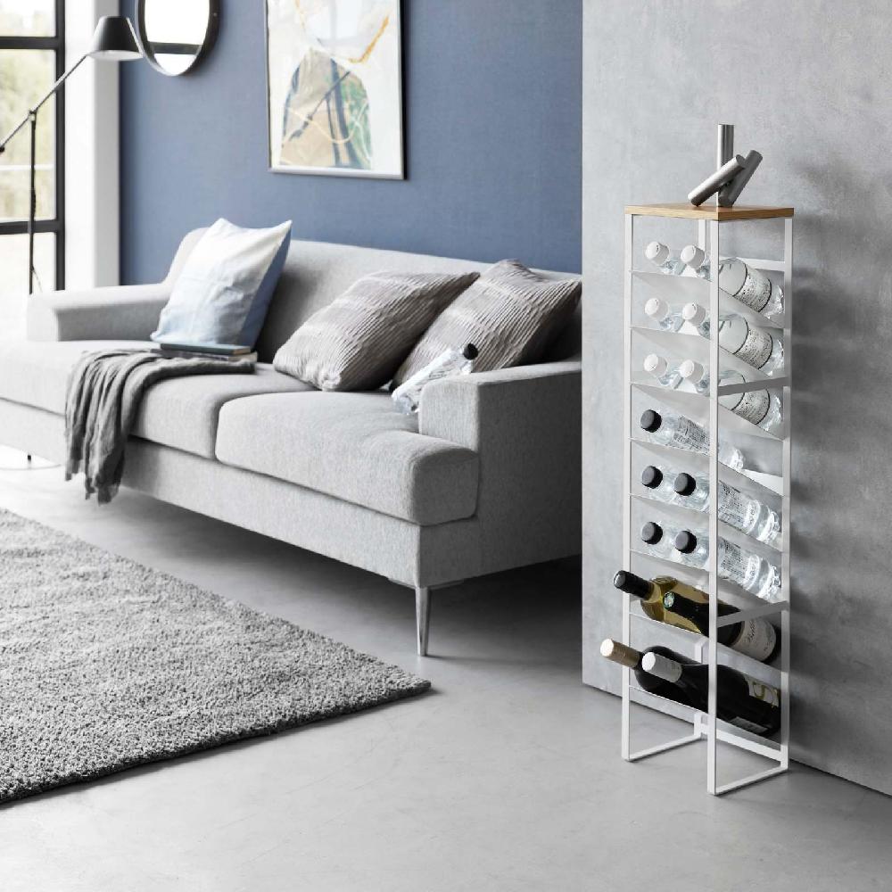 Trendform 8-stöckiges Flaschenregal TOWER Weiss Mit Holzablage