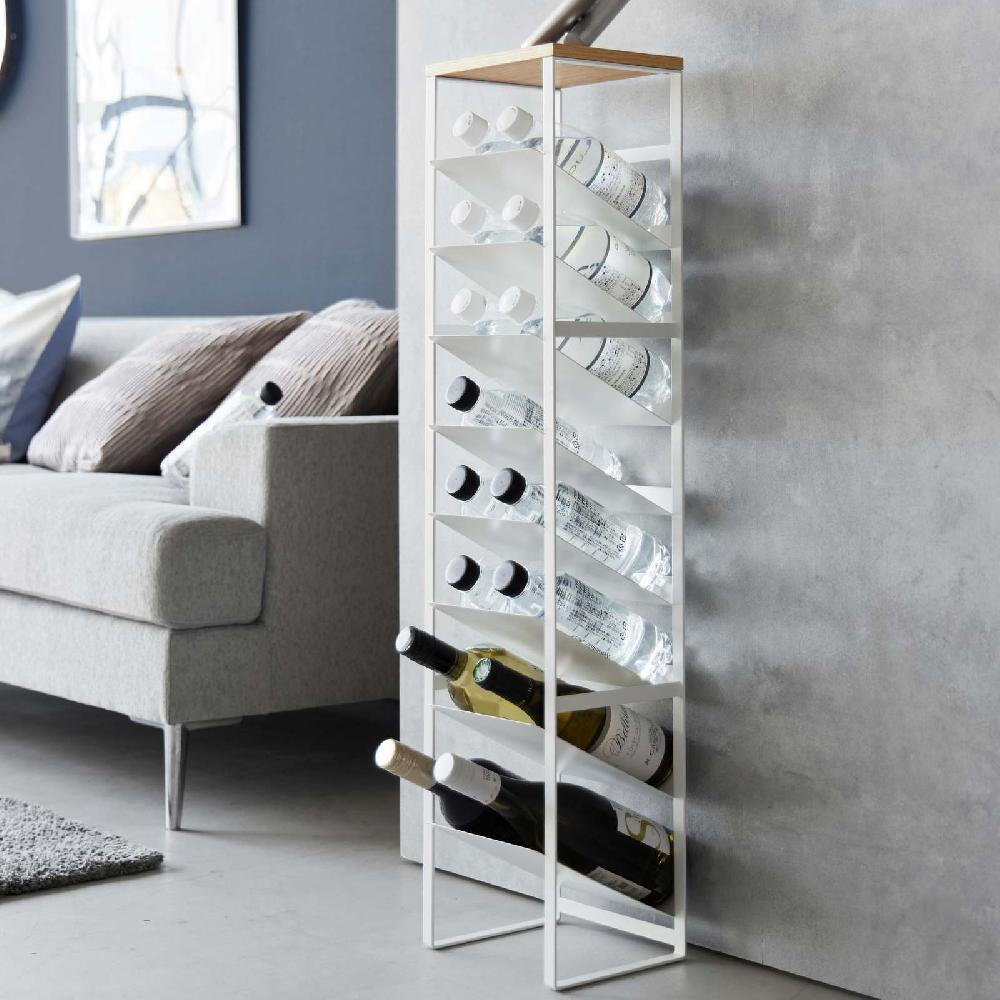 Trendform 8-stöckiges Flaschenregal TOWER Weiss Mit Holzablage