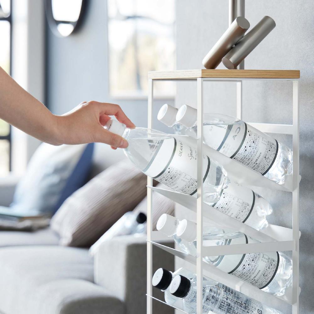 Trendform 8-stöckiges Flaschenregal TOWER Weiss Mit Holzablage