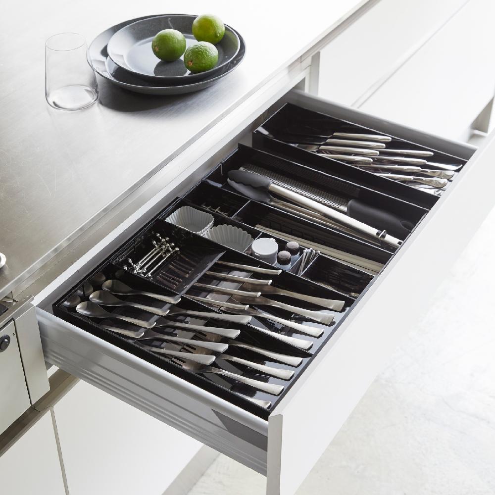 Trendform Ausziehbare Diagonale Besteckschublade TOWER Schwarz