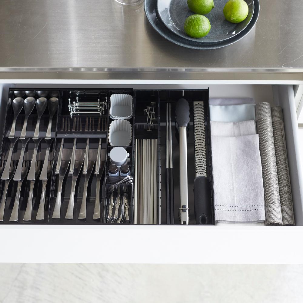 Trendform Ausziehbare Diagonale Besteckschublade TOWER Schwarz