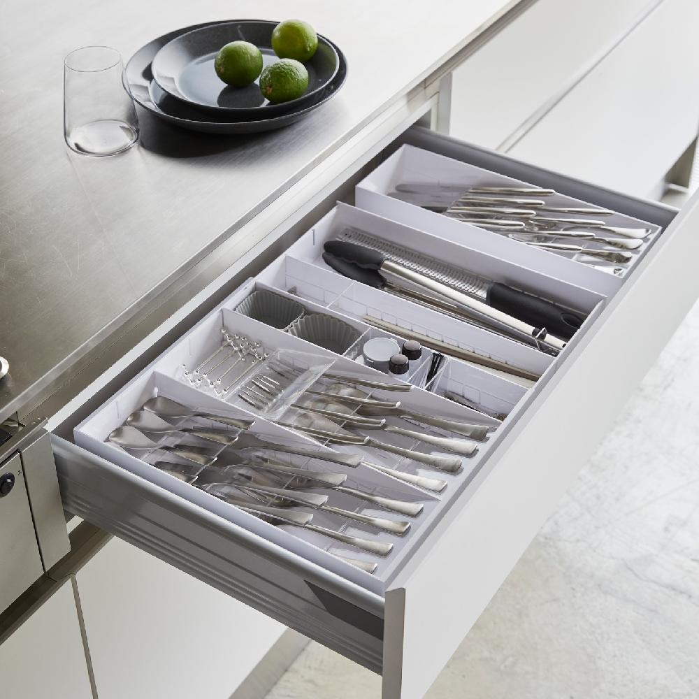 Trendform Ausziehbare Diagonale Besteckschublade TOWER Weiss