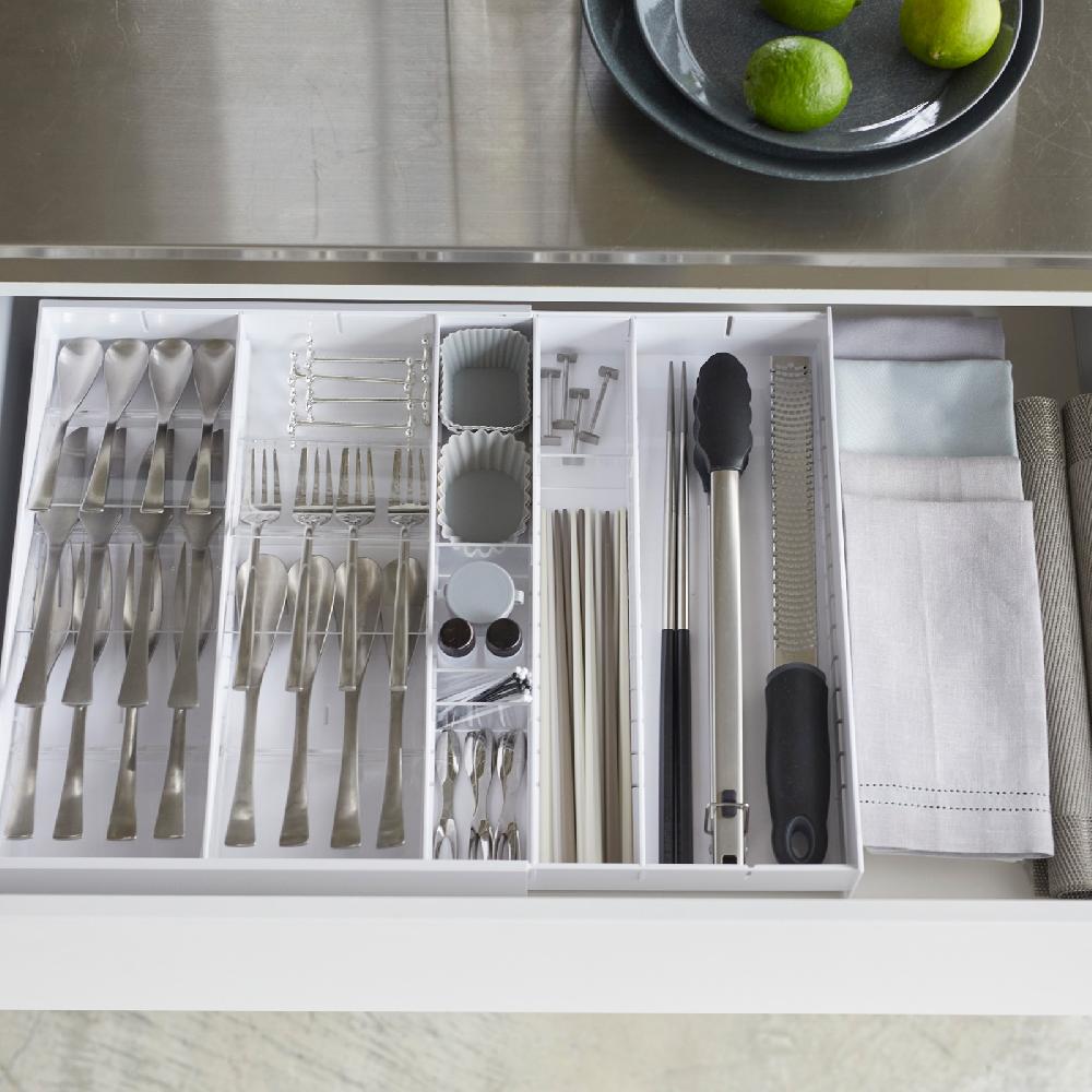 Trendform Ausziehbare Diagonale Besteckschublade TOWER Weiss