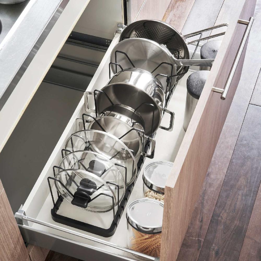 Trendform Ausziehbarer Topfdeckel- & Pfannenhalter TOWER Schwarz