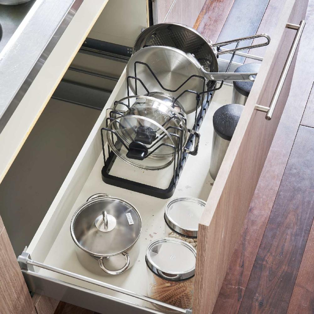 Trendform Ausziehbarer Topfdeckel- & Pfannenhalter TOWER Schwarz