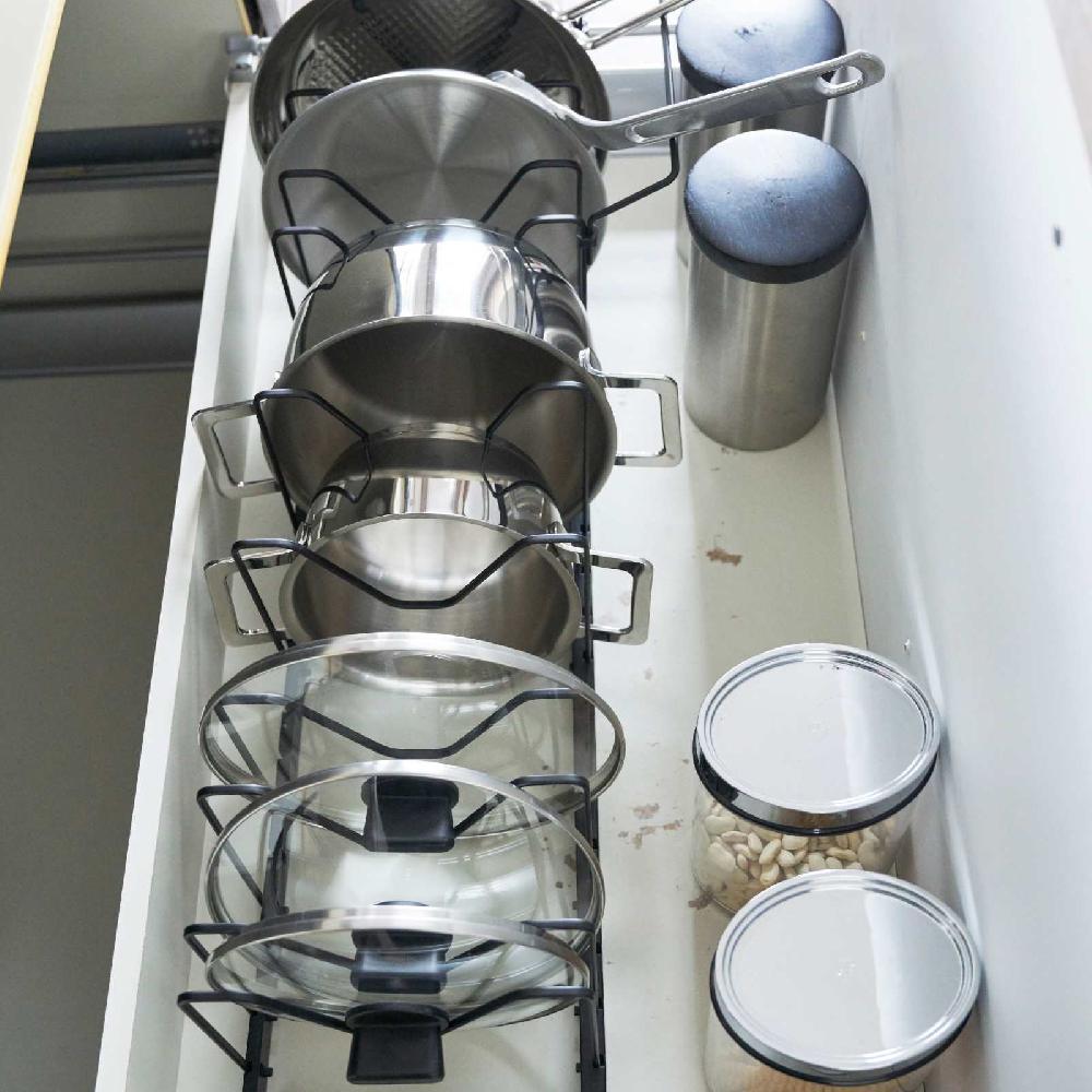 Trendform Ausziehbarer Topfdeckel- & Pfannenhalter TOWER Schwarz