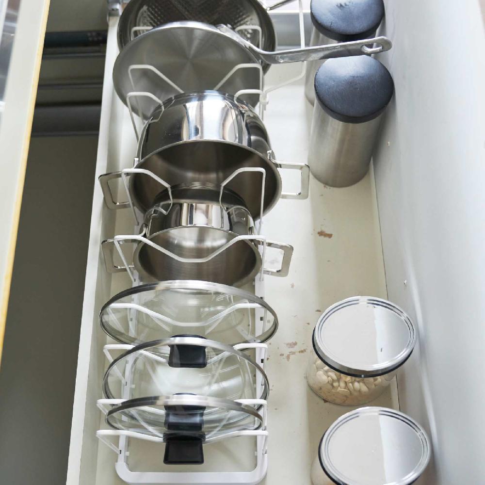 Trendform Ausziehbarer Topfdeckel- & Pfannenhalter TOWER Weiss