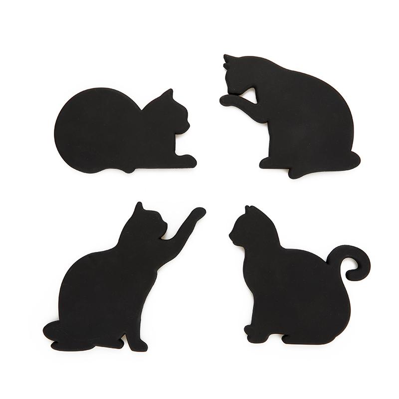 trendform Glas-Untersetzer CAT 4er Set schwarz magnetisch aus Silikon