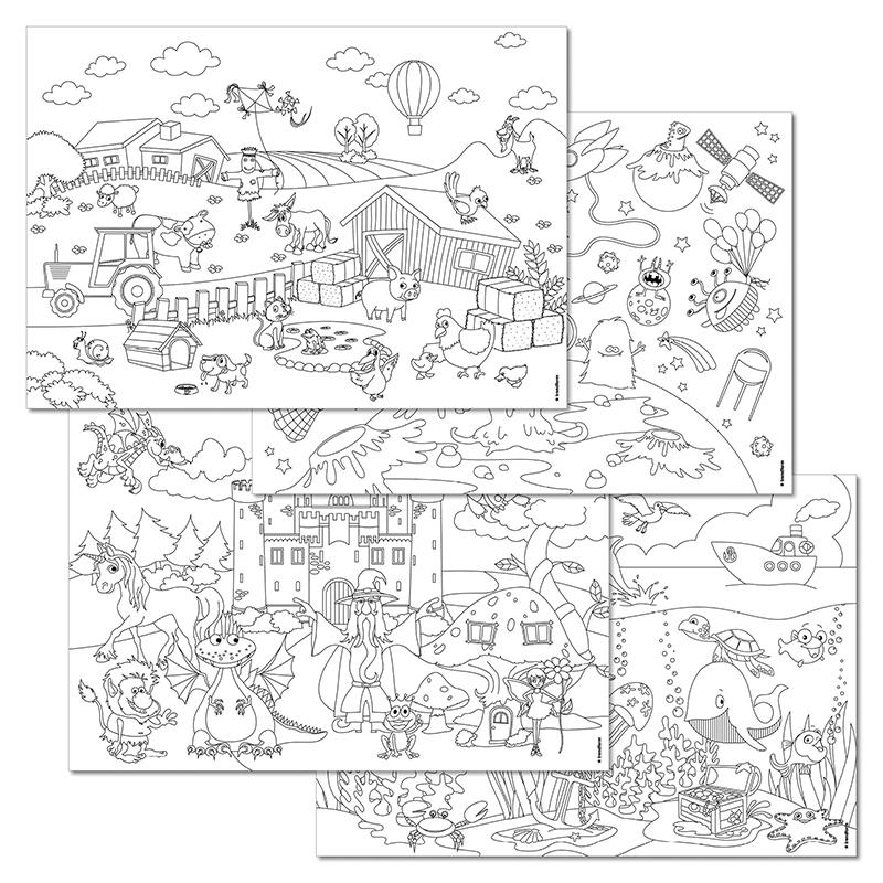 trendform Papiertischset KIDS FUN - COLOR ME 4 Sujets à 12 Blatt