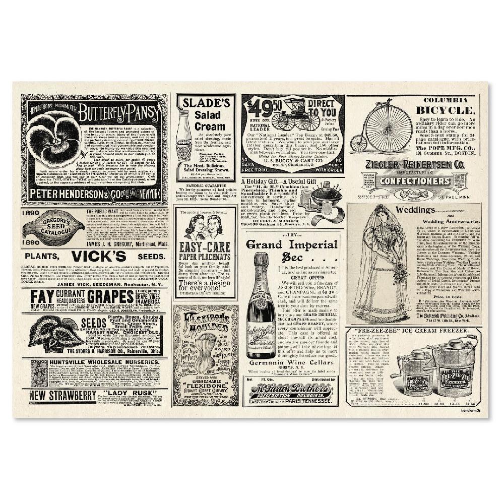 Trendform Papiertischset NEWSPAPER 4 Sujets à 12 Blatt