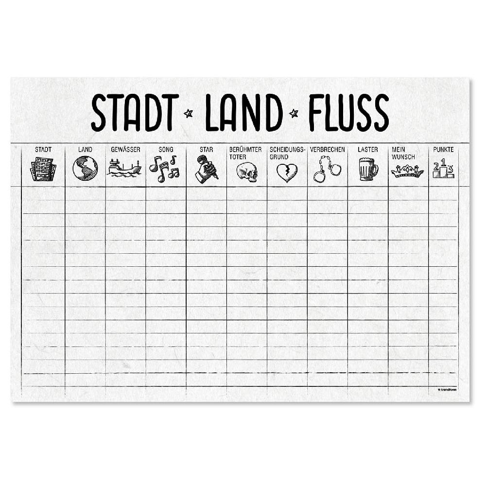 trendform Papiertischset STADT-LAND-FLUSS Block mit 50 Blatt