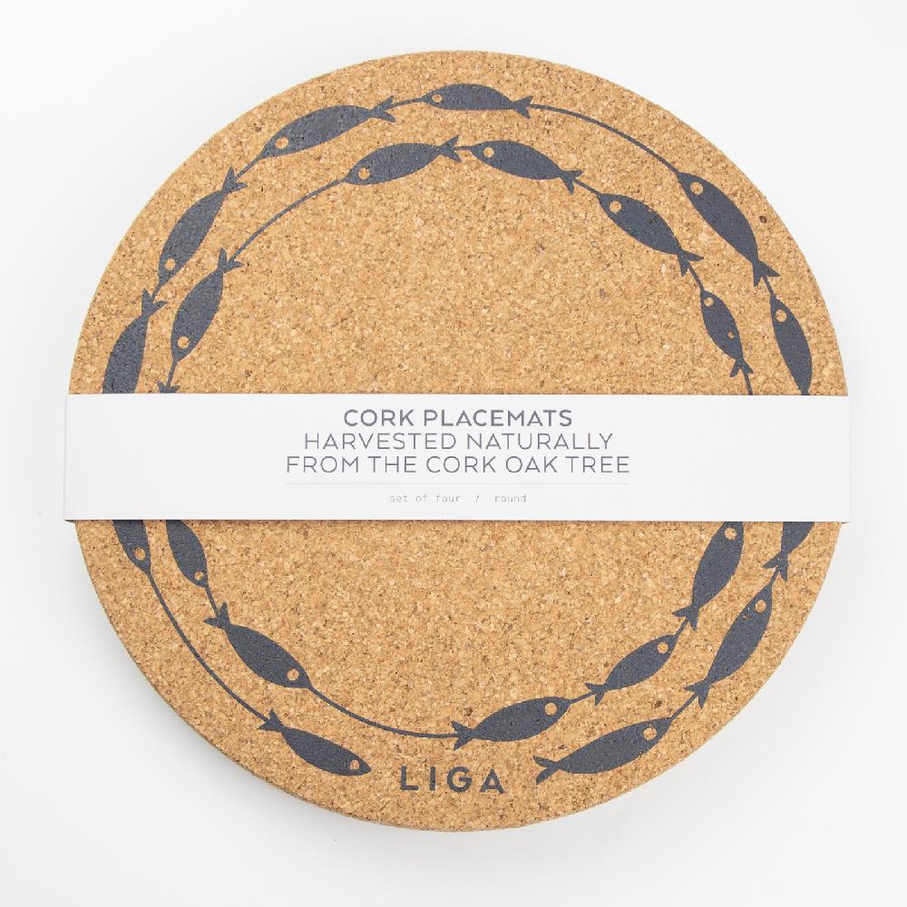 Trendform Tischset CORK MAX FISH ON A LINE 2er Set Ø34cm