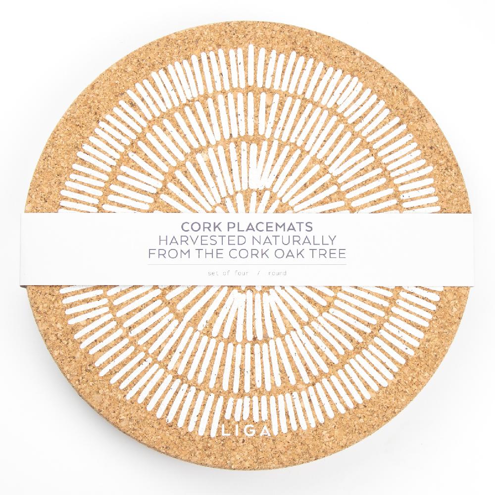 trendform Tischset/Untersetzer CORK SANDY LINES WHITE Ø25cm