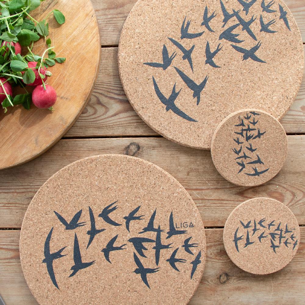 Trendform Tischset/Untersetzer CORK SWALLOWS GREY Ø25cm