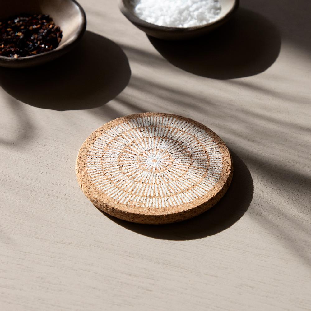 Trendform Glasuntersetzer CORK SANDY LINES WHITE