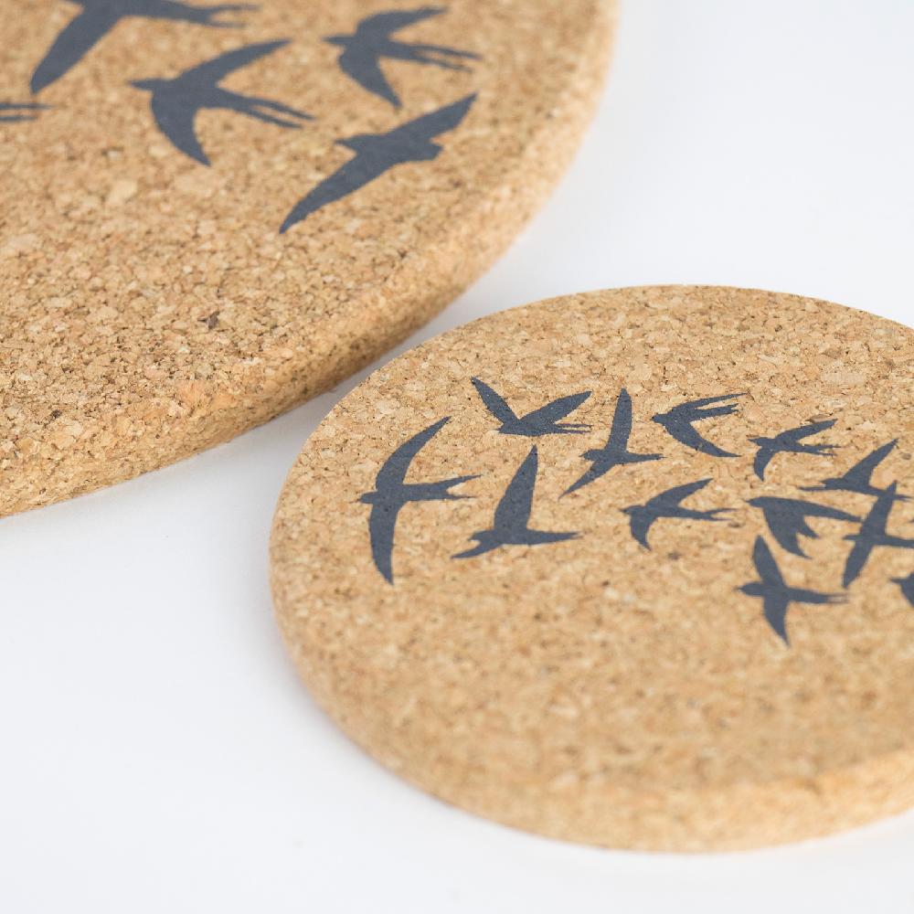 Trendform Glasuntersetzer CORK SWALLOWS Black