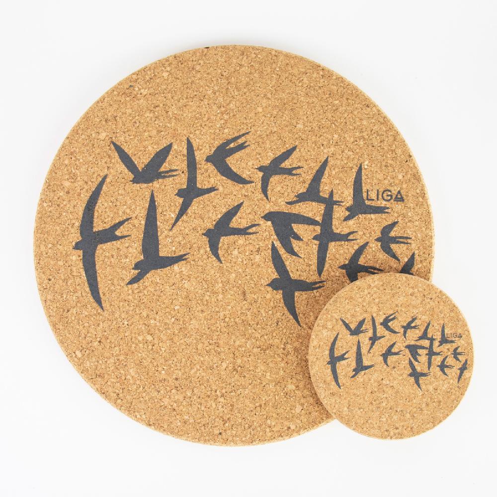 Trendform Glasuntersetzer CORK SWALLOWS Black