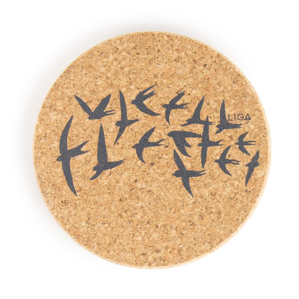 trendform Glasuntersetzer CORK SWALLOWS black