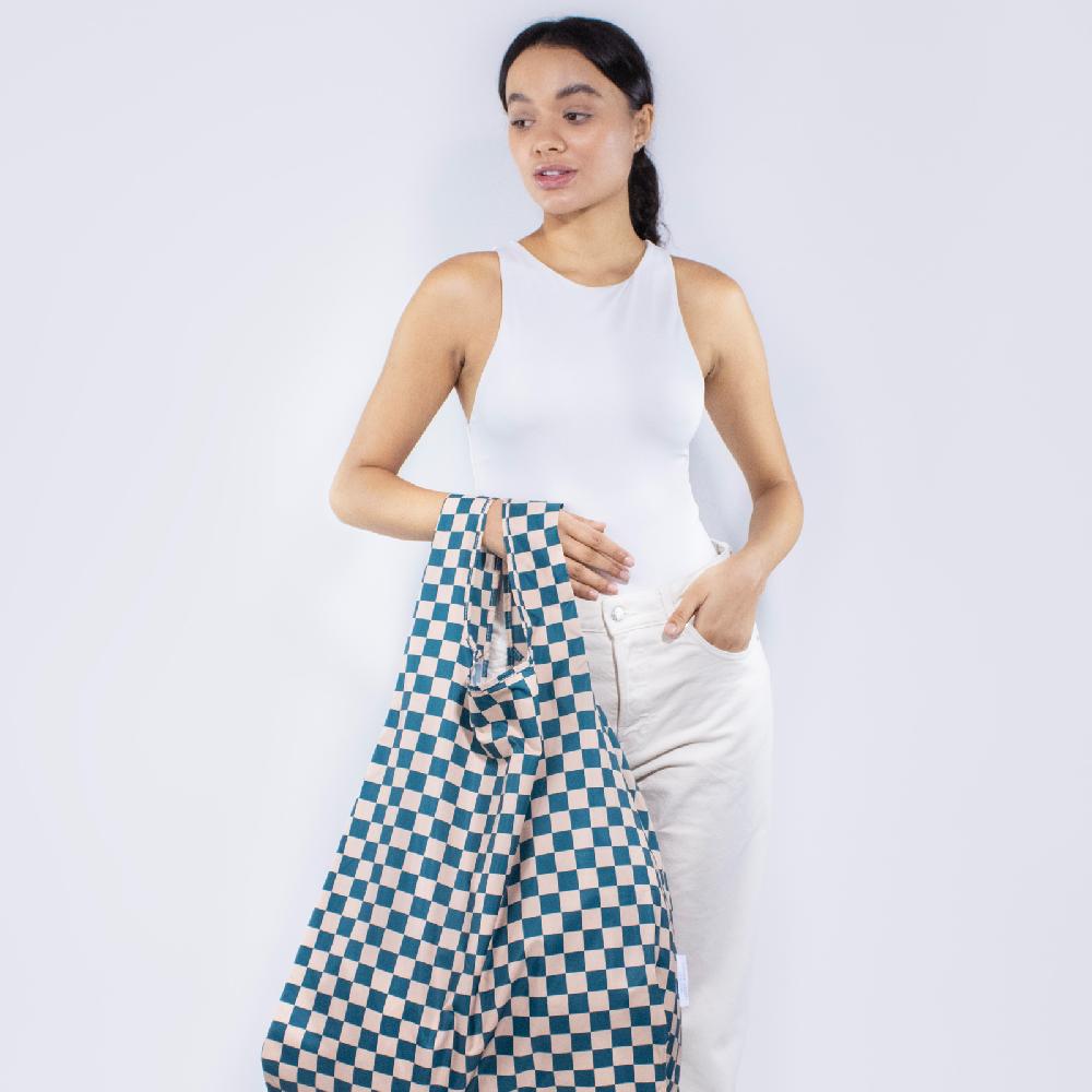 Trendform XL Bag Checkerb. Teal & Beige